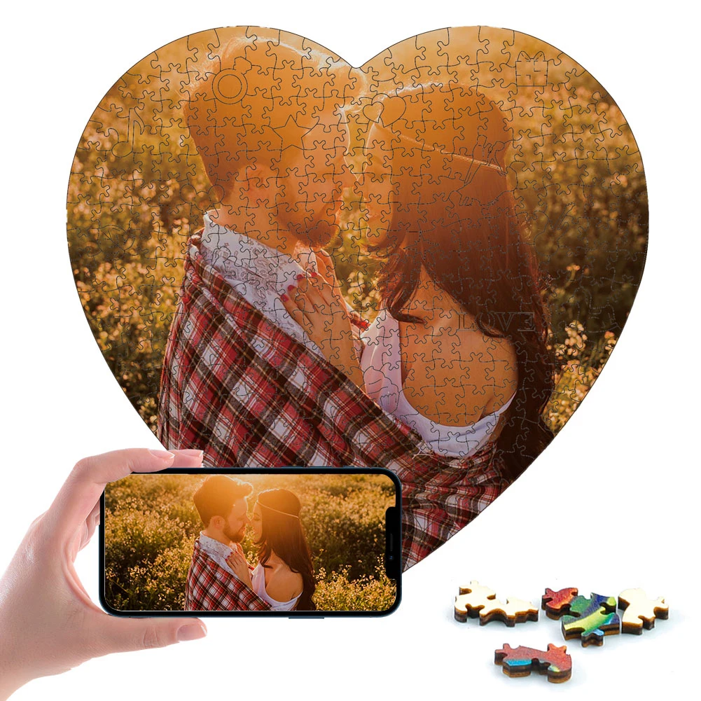 Customized Heart Shape Jigsaw Puzzle Love Round Shape Personalized Photo Jigsaw Puzzle Crafts Gifts For Family Decoration