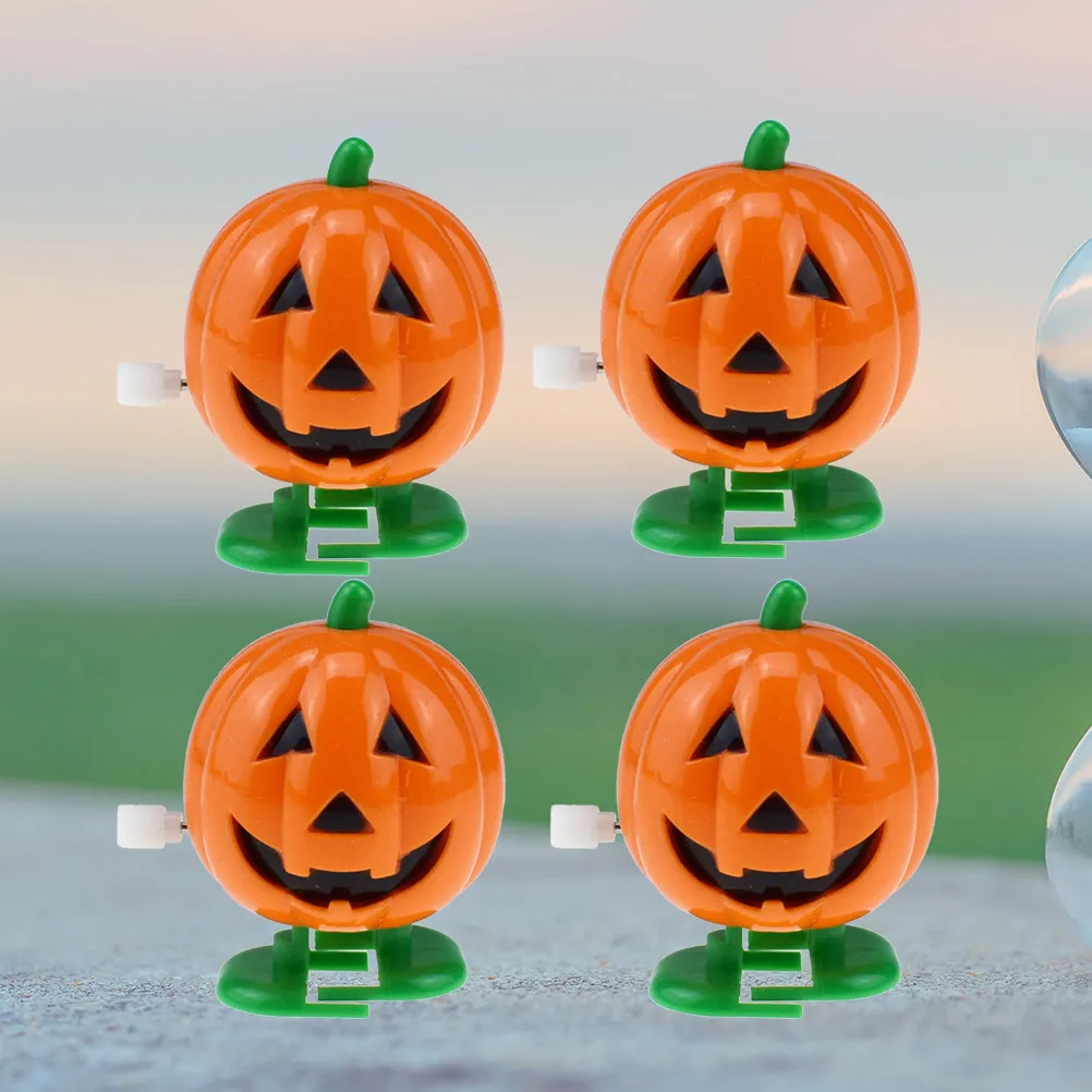 

4Pcs Halloween Pumpkin Wind-Up Clockwork 5x4cm Bright Color Smiling Face Party Favors Fun Gift for Children Halloween Pumpkin
