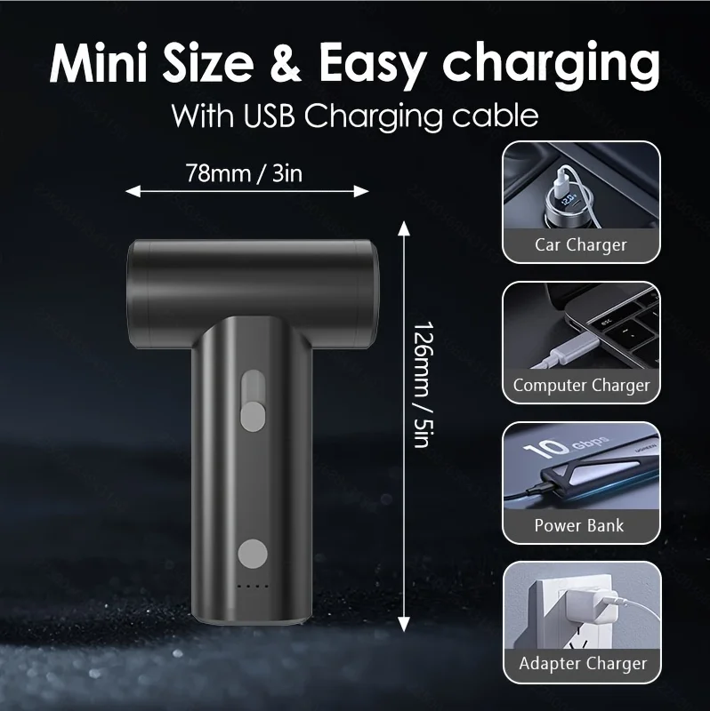 منفاخ هواء مضغوط صغير منفاخ غبار لاسلكي قابل لإعادة الشحن مضخة هواء كهربائية محمولة للوحة مفاتيح الكمبيوتر والأريكة والسيارة المنزلية