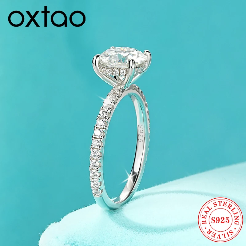 

Классическое обручальное кольцо OXTAO из стерлингового серебра 925 пробы с сертифицированным муассанитом, обручальные кольца для женщин, ювелирные изделия 8 мм 2CT