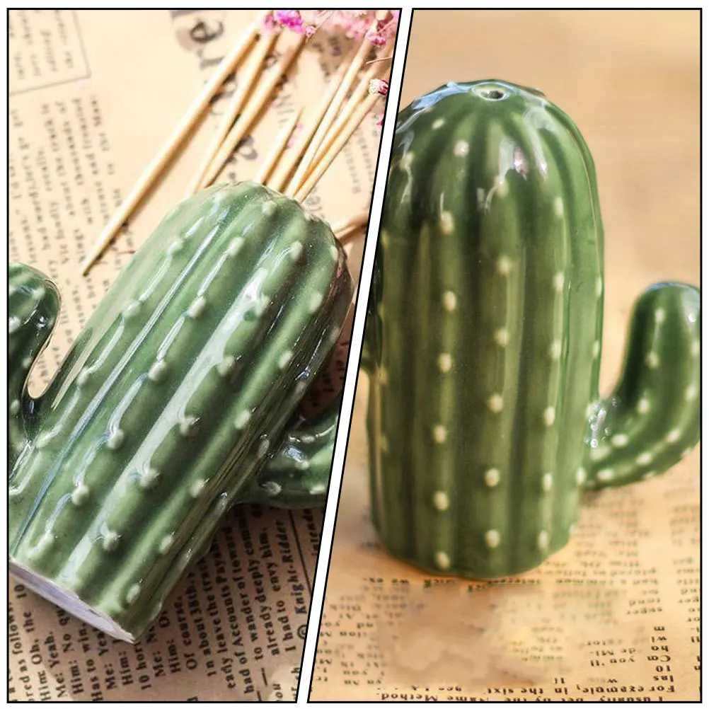 

Creative Ceramic Cactus Toothpick Holder Decorative Box for Home Restaurant 1Pcs Stylish Adornment Toothpick Holder