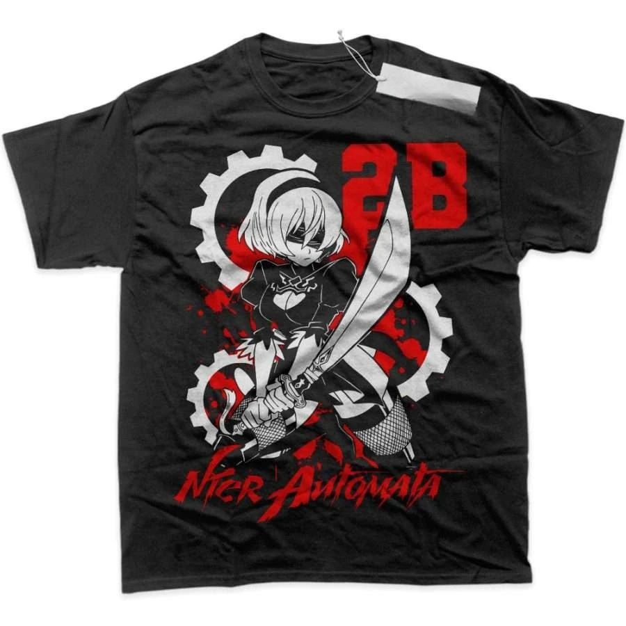 2B NieR_Automata Vintage Loose T shirt personality Clothes Suitable for all seasons Retro Fashion Streetwear Trendy Breathabl
