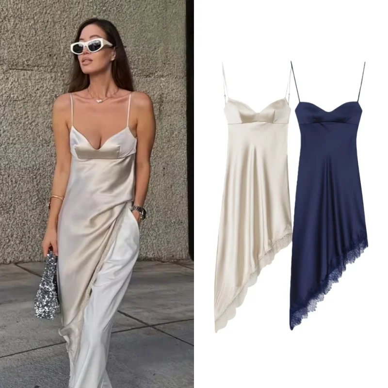 فستان نسائي جديد مثير من Tidalyf 2025 برقبة على شكل قلب كاميس بدون أكمام بحافة من الدانتيل فساتين أنيقة للنساء في الصيف #1