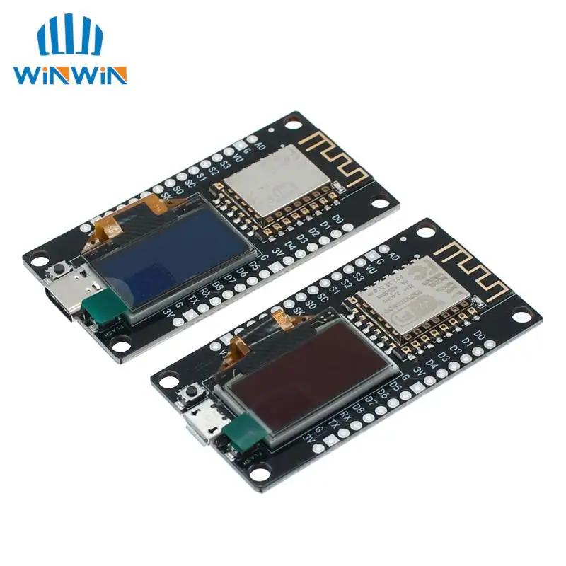 NodeMCU ESP8266 Development Board With 0.96 Inch OLED Display CH340G ESP-12F WiFi Module TYPE-C USB For Arduino/Micropython