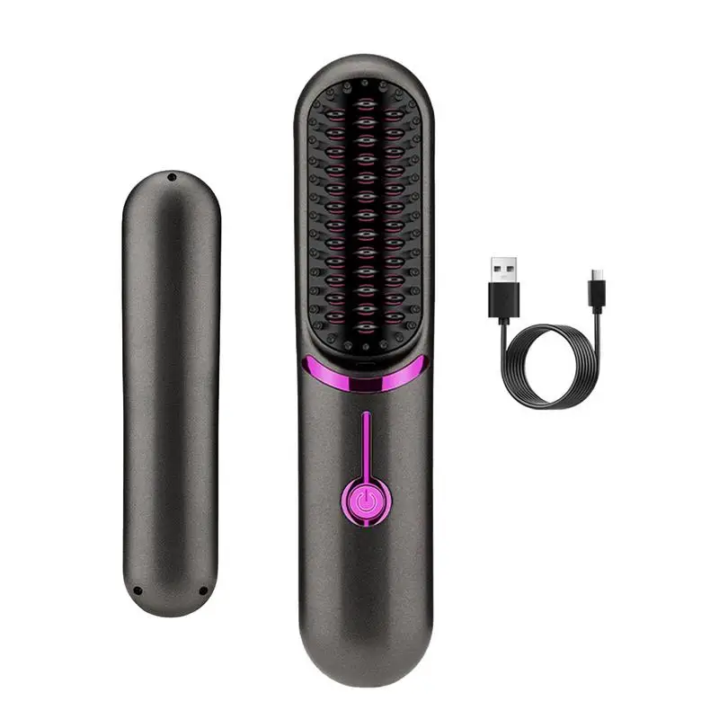 Hair Straightener Brush Fast Heating Cordless Curling Comb For Travel Portable Anti-Frizz Styling Straightener For Salon Home