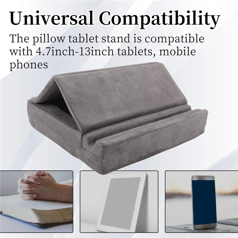 

Tablet Pillow Stand With Storage Foldable Holder Angle Adjustable Soft Pad Dock For Bed And Laptop And Desk