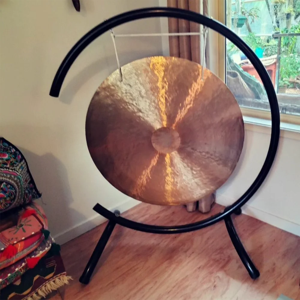 Sound Healing Wind Gong Set, C-Stand with Beater, Traditional Chinese Bronze, Meditation, Outdoor and Home, 35cm-65cm