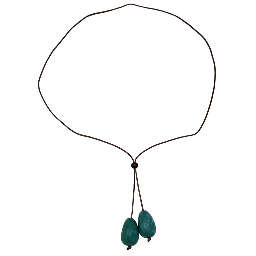 طويل المرأة النمط الصيني خمر غير النظامية حبل مضفر المختنق الخريف الشتاء سترة سلسلة قلادة الأخضر الأبيض حجر مجوهرات #5