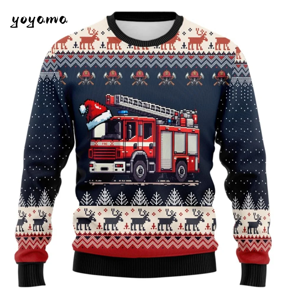 

Firefighter Santa Claus Graphic Sweatshirts Fireman Car Christmas Sweatshirt Fashion Job Tracksuit Funny Gifts Men's Sweatshirt