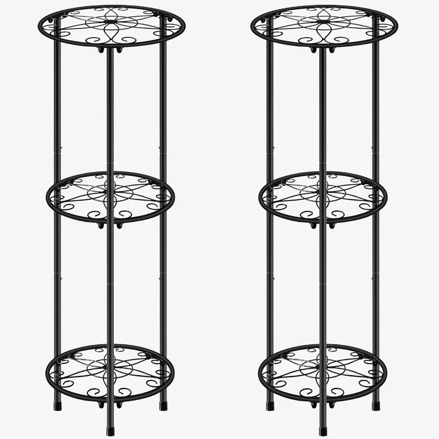 

Подставка для растений в помещении и на открытом воздухе, металлическая нержавеющая полка для цветов, 3-х уровневая, высота 32,3 дюйма, несколько держателей для горшков для растений, стойка для сада