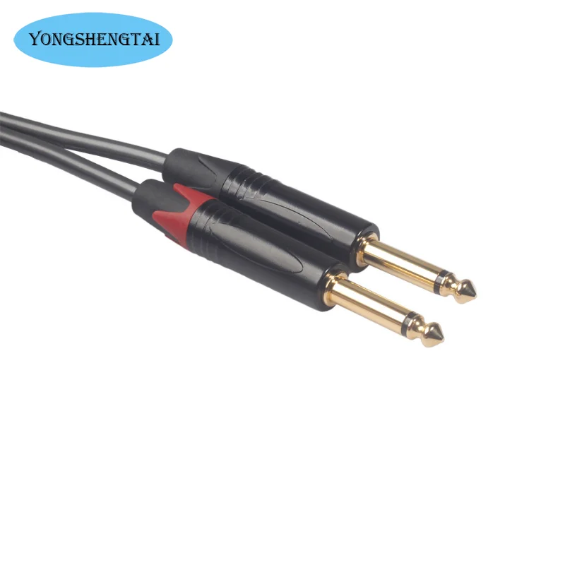 Gold-plated Head Double Lotus 2RCA To  6.35 Gongda Two-core 1-5 Mixer Power Amplifier Guitar Audio Cable