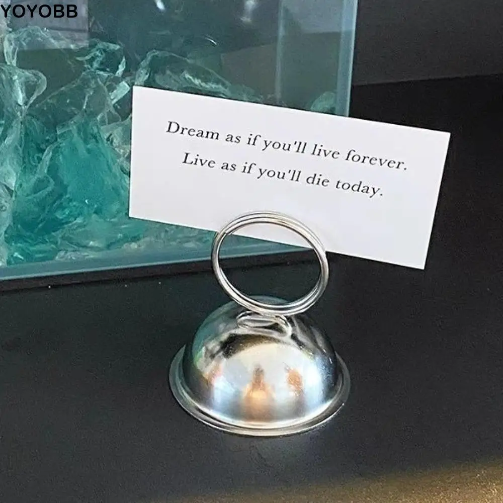 

3pcs Silver Stainless Steel Card Holder Multifunction Minimalism Design Table Card Stand Stable Base Message Photo Frame