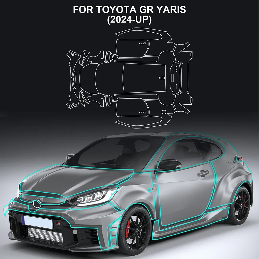 

Для Toyota GR Yaris 2024-2025: Комплект прозрачной защитной пленки из ТПУ для кузова, предварительно вырезанная, аксессуары для автомобиля, прозрачные наклейки
