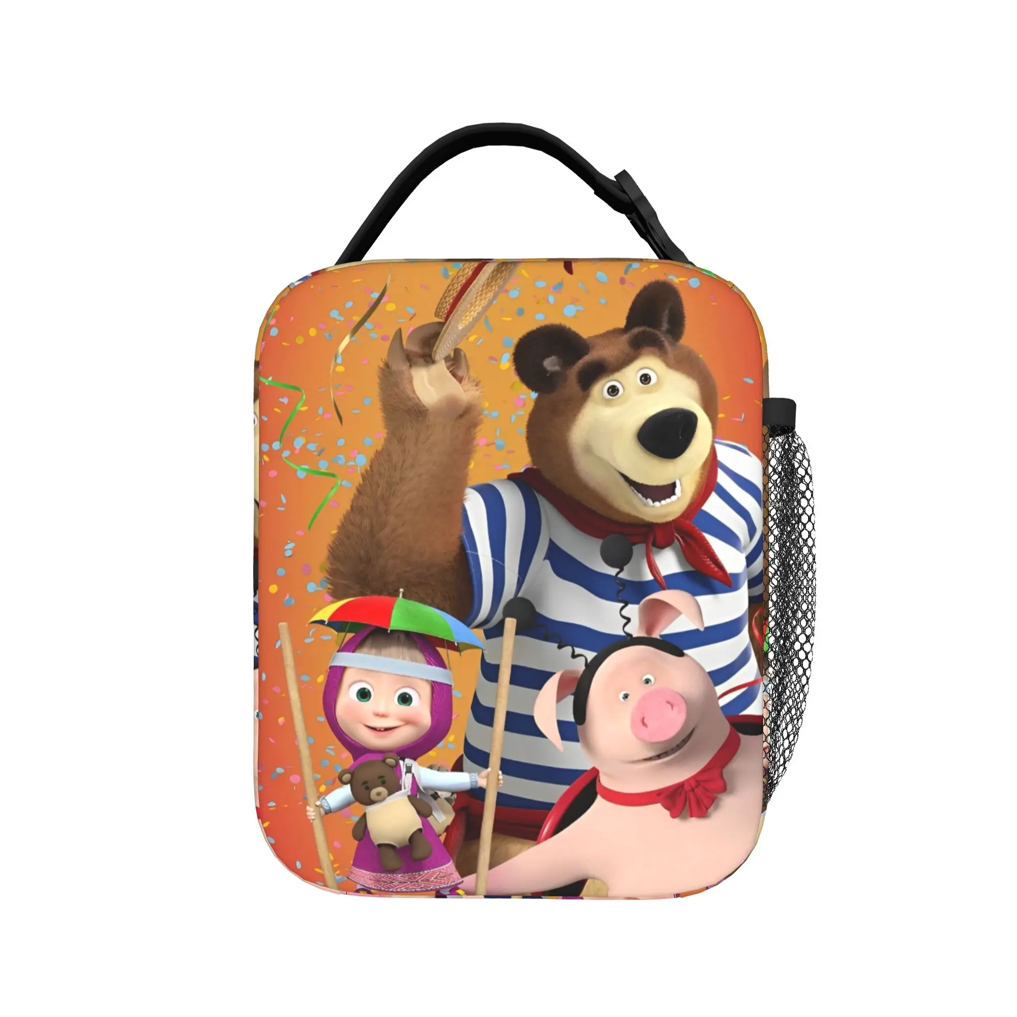 Happy Monday M-Masha And Bear Insulated Lunch Bags Thermal Bag Reusable,Meal Container Portable Tote Lunch Box Food Handbags