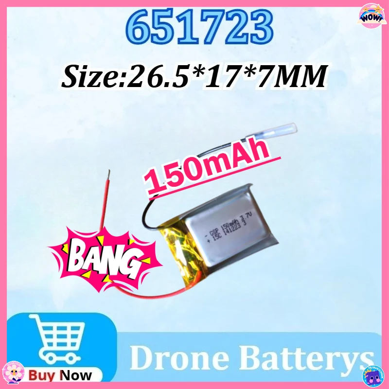 

3.7V 150mAh Lipo Battery 651723 for Syma S107 S107G S107-19 for Skytech M3 RC Airplane Helicopter Drone Parts Lithium Battery