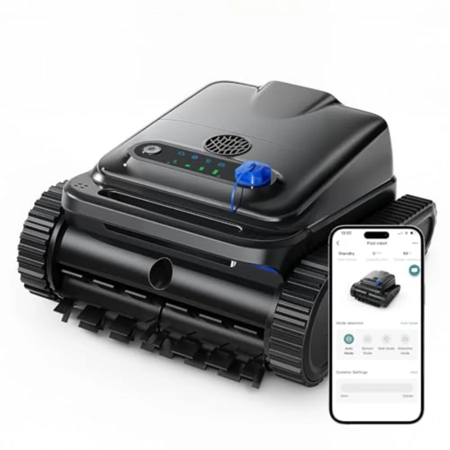 

Robotic Pool Vacuum for Inground Above Ground Pools, 4L Capacity, Wall Climbing, Floor/Wall/Waterline Cleaning, All Cover, Up t
