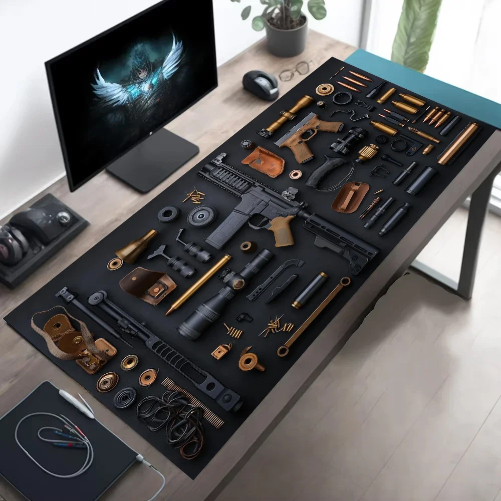 Oval Tactical Gun Large Leather Mouse Pad Precision Gaming Design Desk Pads Anti-Slip Leather 900X450 Gaming Keyboard Mouse Pads