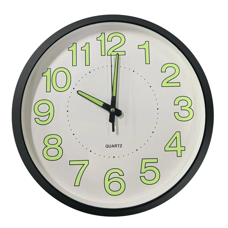 

12 Inch / 30Cm Luminous Wall Clock Silent With Night Light Glow In The Dark Round Clock, Living Room Decoration