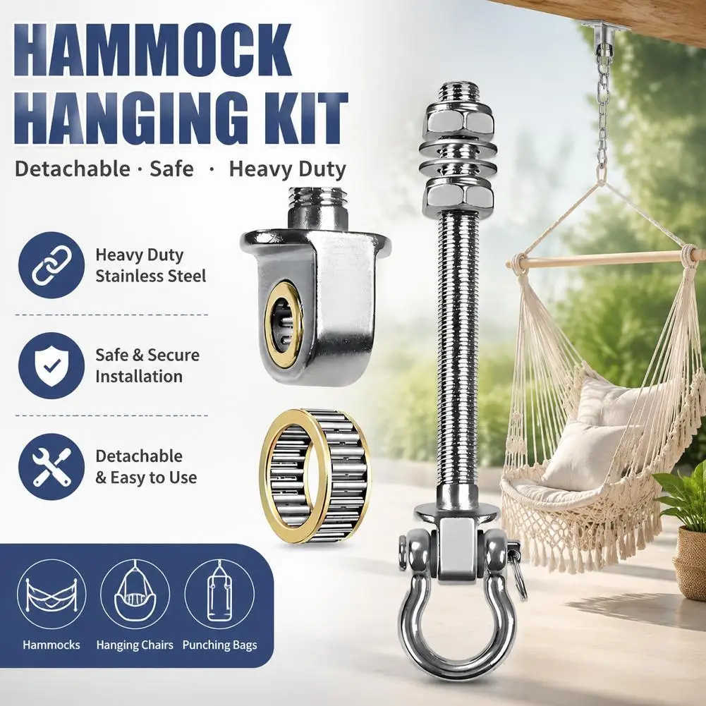 Swing Hook Stainless Steel Heavy Duty Threaded Shaft Hammock Hanger Easy Install Yoga Sandbag Gym Ceiling Mount Bracket ﻿