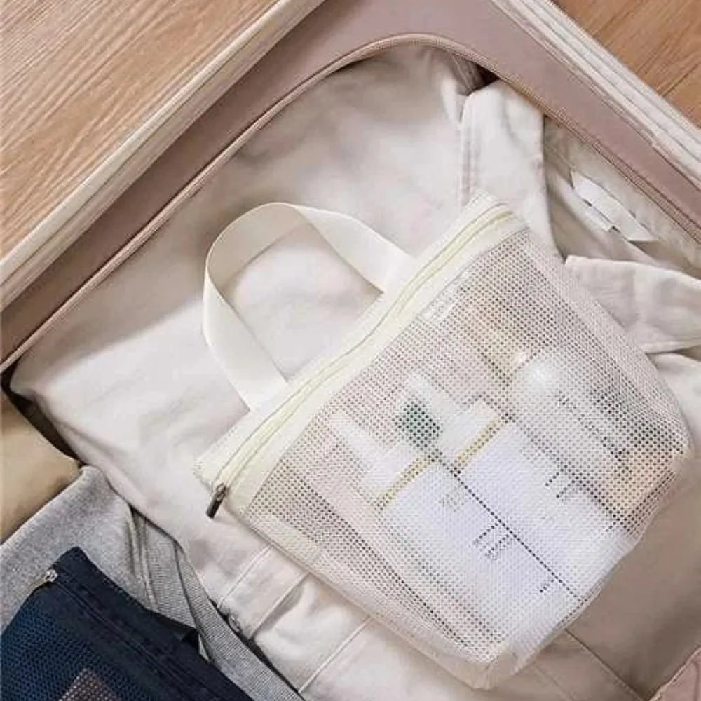 Mesh Shower Caddy Portable Toiletry Bag Quick Dry Bath Organizer Tote With Zipper For Gym Dorm Travel Beach Cosmetic Makeup Case