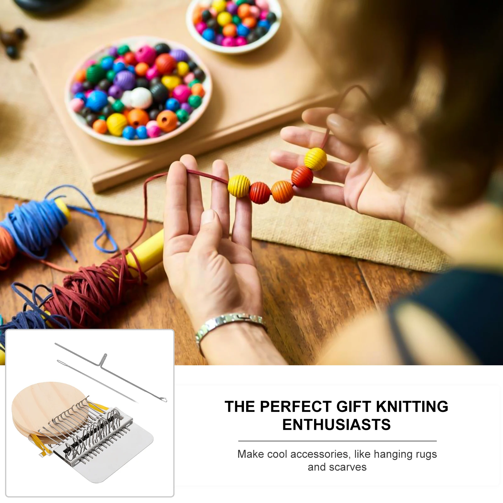 

Mini Wooden Loom H made Toy DIY Craft Weaving Machine Tool Puzzle Scarf Hat Placemat Project Sewing Miniature Knitting