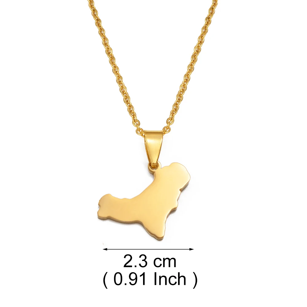 Anniyo 2.3CM Spain El Hierro Map Pendant Necklaces for Women Stainless Steel Jewelry #011062