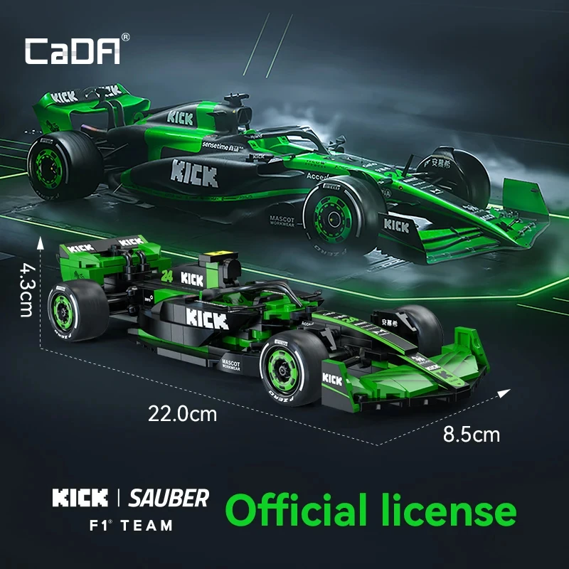 Cada MOC Sauber F1 Team C44 Formula-1 Racing Car Building Blocks Set Number 24 Sports Car City KICK Bricks Toy Holiday Gift view 2