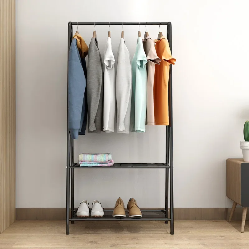 Multifunctional Bedroom Metal Clothing Rack Garment Rack with Bottom Shelf for Hanging Coat Skirt Shirt Sweater Shoes Storage