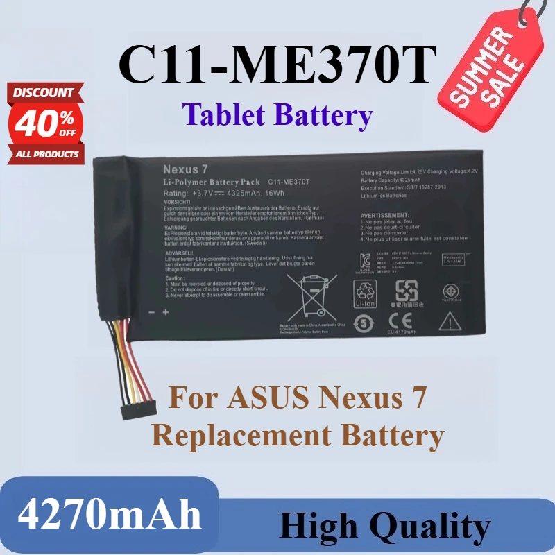 

High Quality C11-ME370T Tablet Battery 3.7V 4270mAh For ASUS Nexus 7 Brand New Replacement Battery