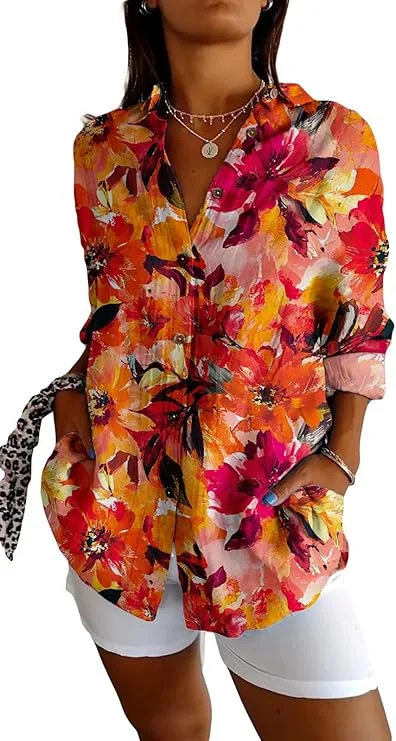 여름 여성 새 스타일 셔츠 탑 우아한 셔츠 3D 클래식 패션 인쇄 고품질 긴 소매 패션 플러스 사이즈 여성 셔츠