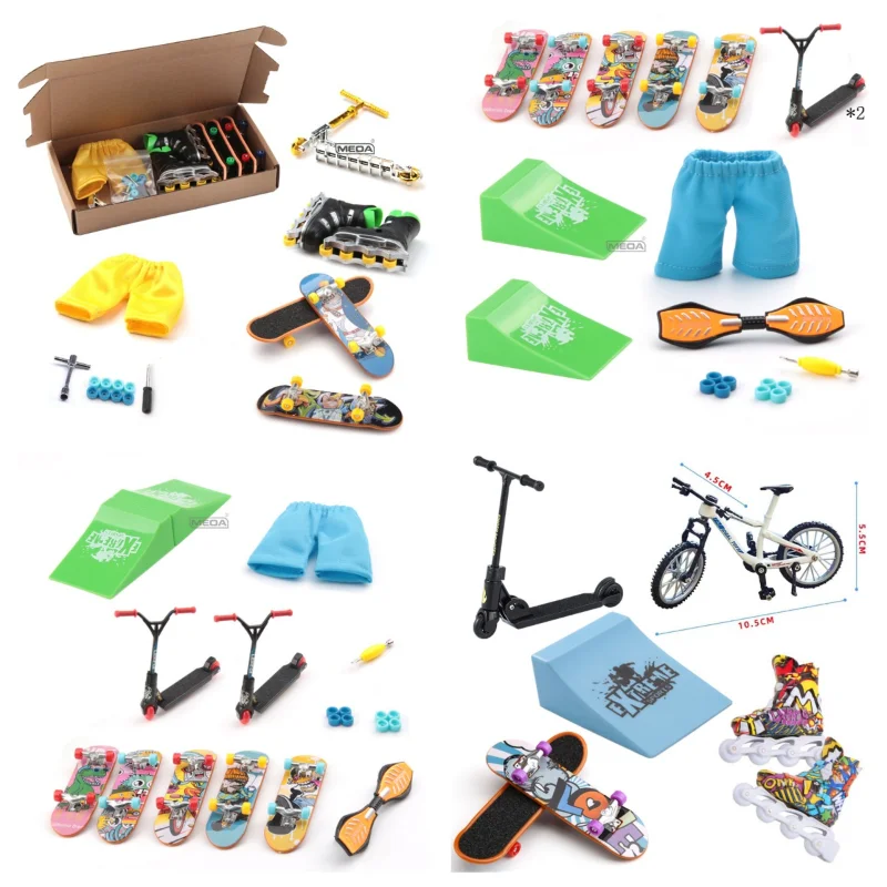 

Scooter/Finger Skateboard/Casual Pants/Roller Skating Shoes/Technology Deck Ramp Bicycle Combination Set Outdoor Home Toy Gifts