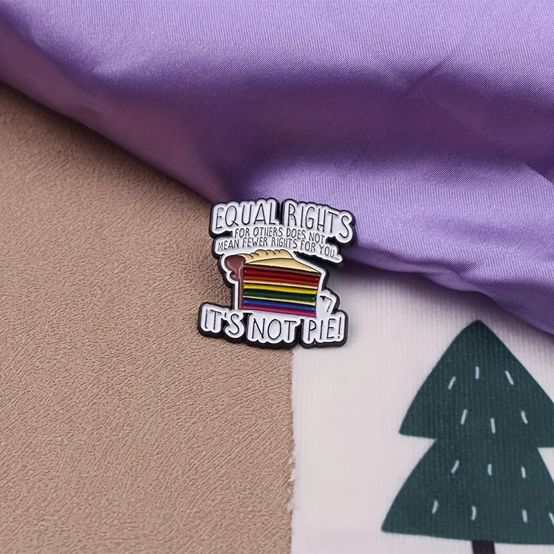 Casual-Style Alloy Enamel Pin with Equality Message and Rainbow Colors