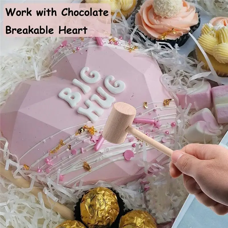 【ELEVATE LIFE】Mini Wooden Hammer for Chocolate Breakable Heart, Seafood Shellfish Lobster Cracking Tool,Solid Hardwood Mallet AB