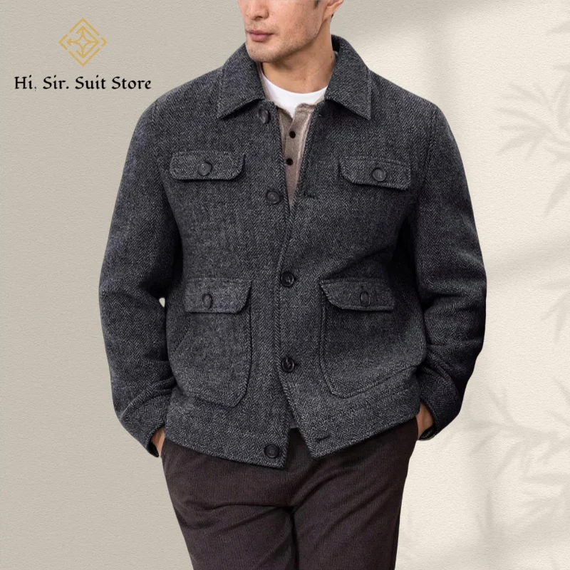 

Популярные мужские пиджаки, деловые повседневные элегантные костюмы с узором «елочка», модный офисный костюм с отложным воротником, верхняя одежда, мужские спортивные куртки, пальто