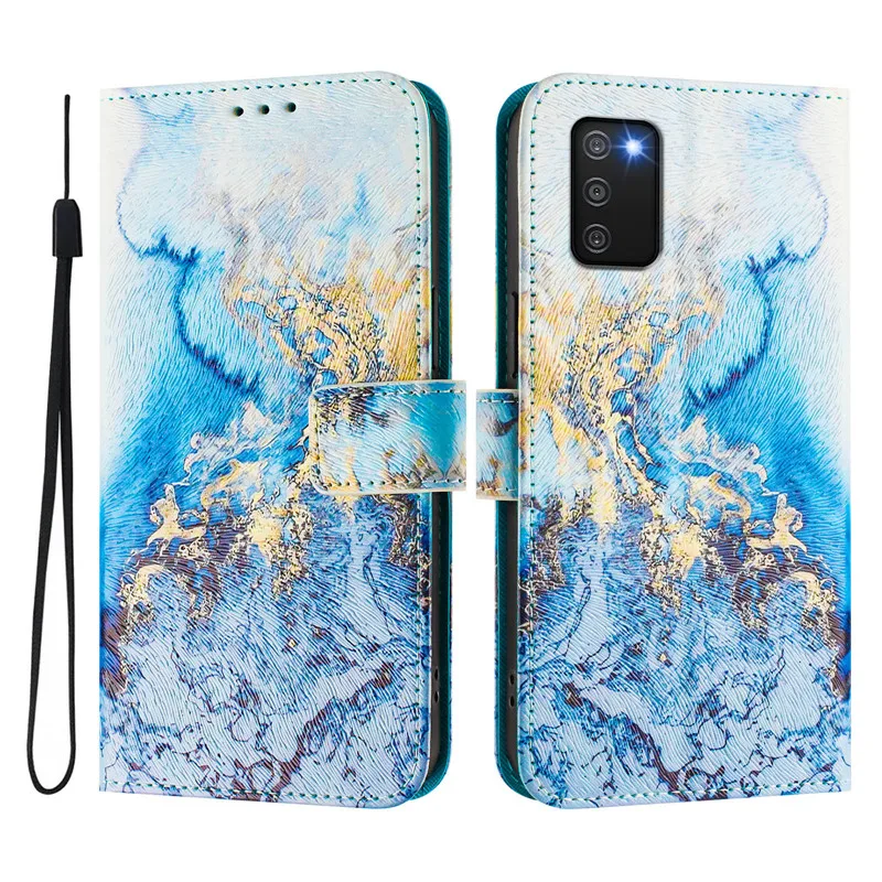 A03 casing ponsel kulit, sarung HP dicat magnetik untuk Samsung Galaxy A03s A02s A02 A01 M02 A03 Core A037F Coque