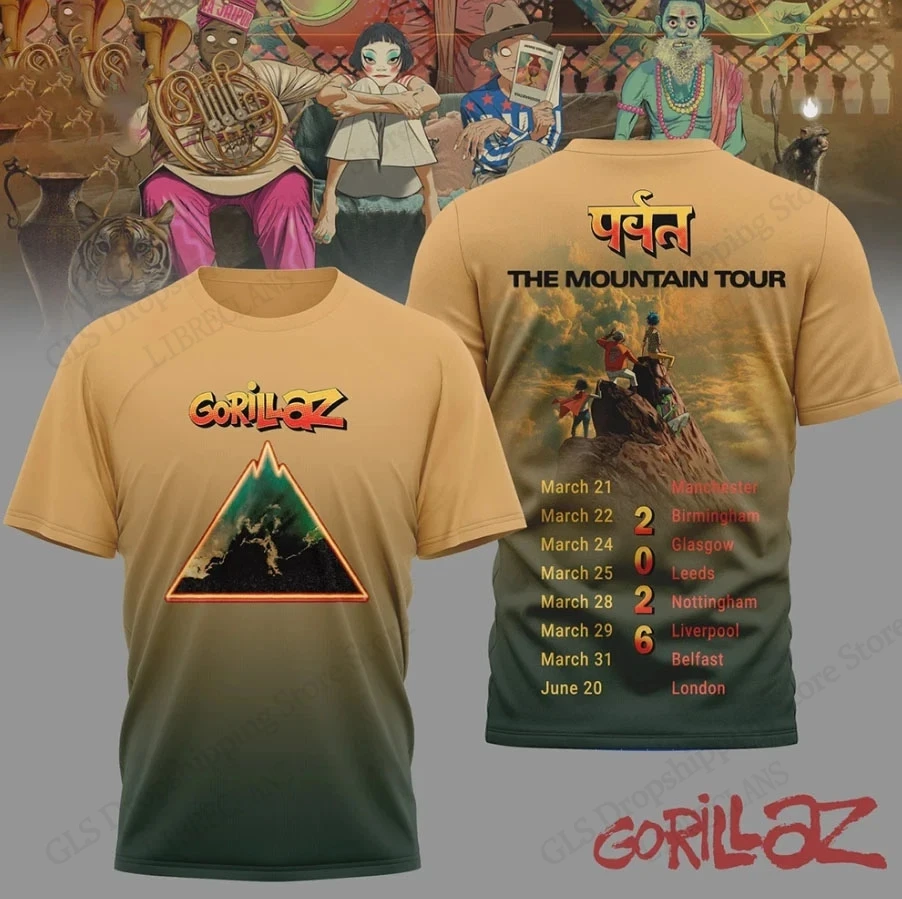 New Heavy Metal Rock Gorillaz Tour 3d Print T-shirt Men Women Fashion Breathable Band Short Sleeve Tops Tees Kids t shirt Unisex