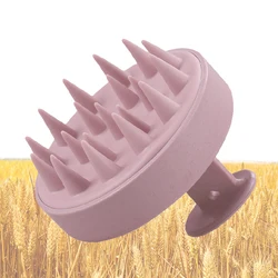 Eco Friendly Hair Scalp Massager Brush Wheat Straw Head Scrubber Soft Silicone Hair Exfoliator Wet Shampoo Brush
