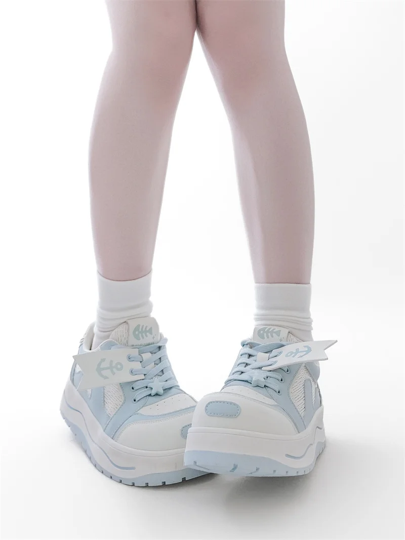 Темно-синие кроссовки Gururu в оригинальном матросском стиле, летние кроссовки в стиле Лолиты для девочек на толстой подошве, спортивная обувь