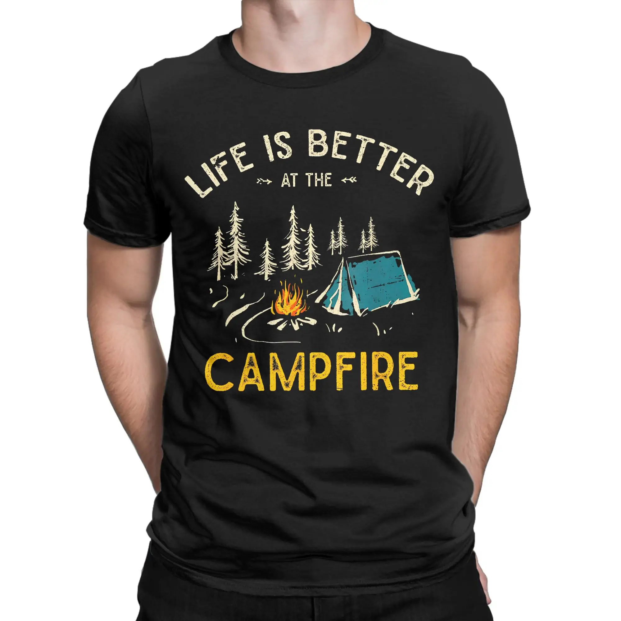 Camping Graphic T-Shirts Life Is Better At the Campfire Shirt for Camper Gift for Men Women Love Camping Tee Shirt Clothing