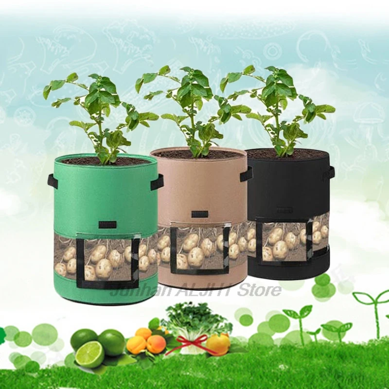 Garden Tools Potato Plant Grow Bags With Window New Design Potato Pot greenhouse Vegetable Growing Bag Moisturizing jardin F1