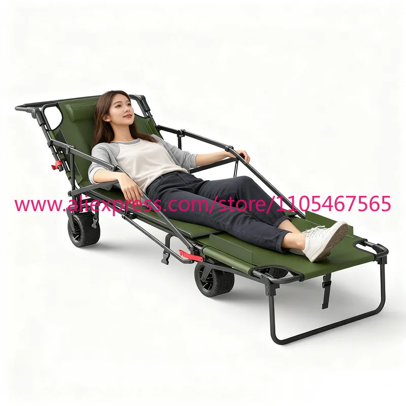 Metal frame multi-purpose trolley, suitable for family outings, garden parks, beaches, camping, foldable four-wheel trolley