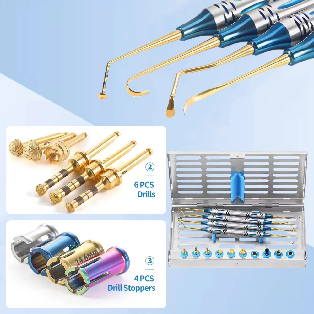 

Dental Implant Drill Stopper Kit for Sinus Lifting Elevation Surgical Tools Hand Instrument Set with Storage Case