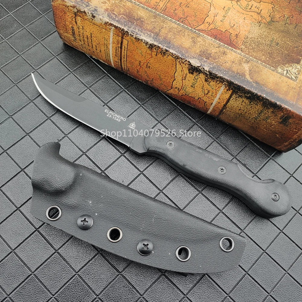TOPS Camping Picnic Mountaineering Fixed Blade Knife with Sheath G10 Handle Portable Cutting Tool Jungle Adventure Household Use