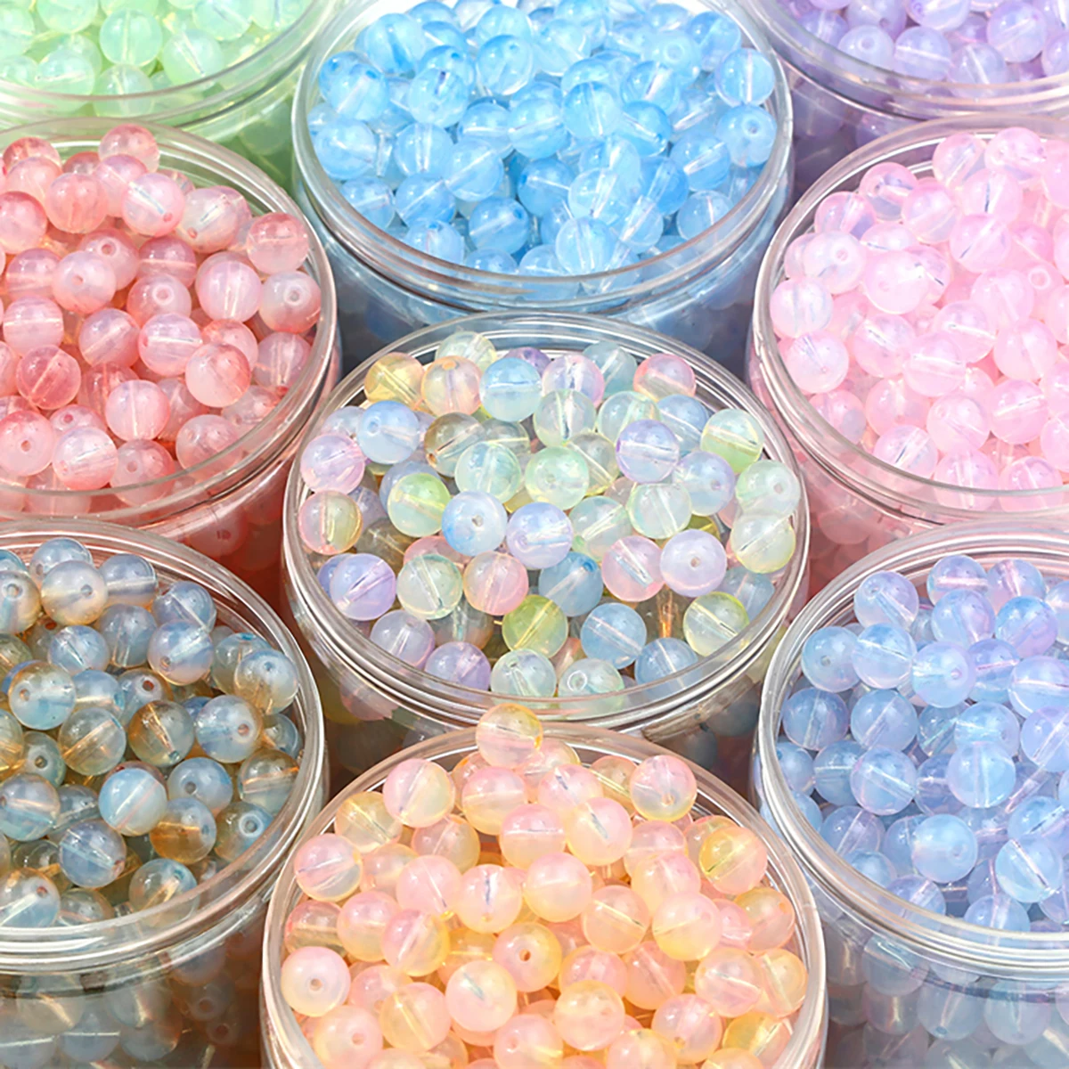 60Pcs/Bag Glass Protein Plated Color Round Beads Unique Loose Beads Handmade DIY Jewelry Bracelets Earrings Accessories 10mm