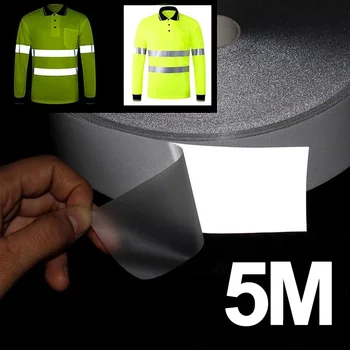 5M Reflektierende Streifen Aufkleber Wärme Transfer Reflektierende Band für DIY Kleidung Tasche Schuhe Eisen auf Sicherheit Kleidung Liefert 2-5cm/rolle