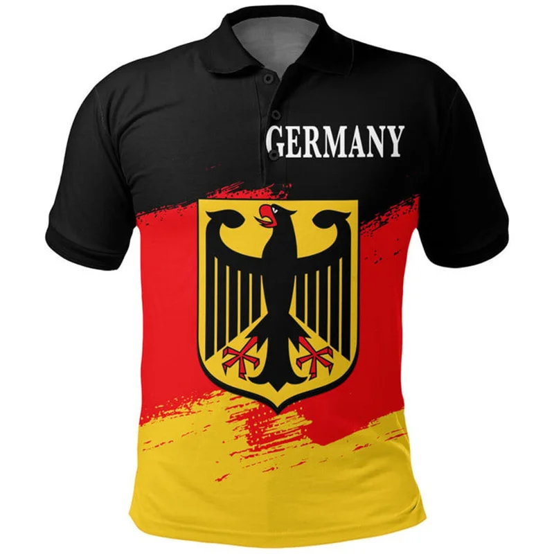 3d Print Germany Flag Polo Shirt For Men National Emblem Pattern T-shirt Tops Summer Casual Street Lapel Short Sleeve Shirts