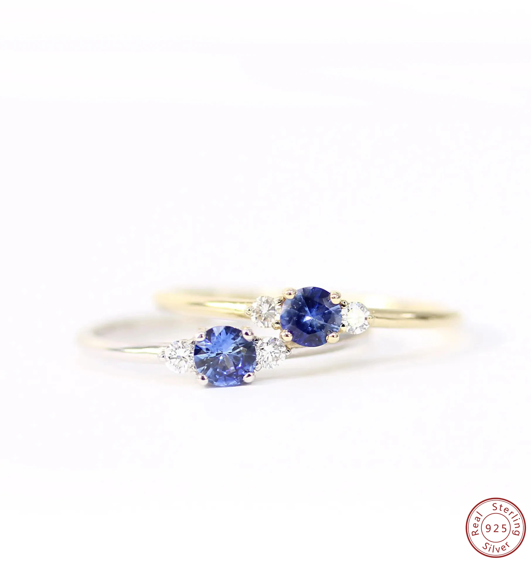 100% 925 Sterling Silver 3 Color Hot Sale Simple Color Ice Crystal Sapphire Ring Female zircon Rings For Women gold color Jewelr