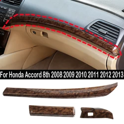 3pcs For Honda Accord 8th Gen 2008 2009 2010 2011 2012 2013 Central Console Dashboard Strip Trim Peach Wood Pattern ABS