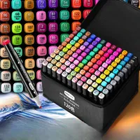 36/40/60/80 Colors Oily Double-headed Marker Pen Set Student-specific Comic Design Hook Line Drawing Art