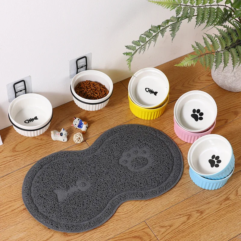 Wall-Mounted Ceramic Cat Dog Bowls Pet Cat Puppy Feeding Product Food Water Bowl For Cat Dog Pet Supplies